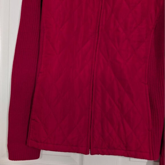 Croft & Barrow Quilted Ribbed Sweater Womens Size XL Red Cotton Knit Full Zip - Picture 3 of 11